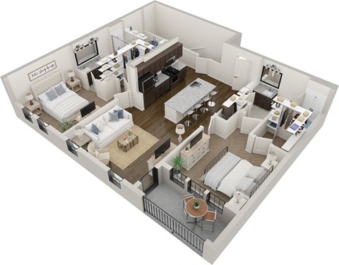 Floor plan for 2 beds, 2 baths, 1294 sqft